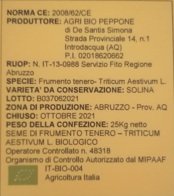 SEME CERTIFICATO DI FRUMENTO TENERO (SOLINA) - immagine 2